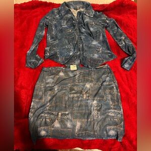 Fashion Nova Blue Denim-Style Mini Skirt